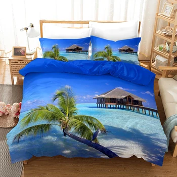 

Yi chu xin sea beach bedding set scenery print duvet cover set design comforter sets full size bed sets bed linen