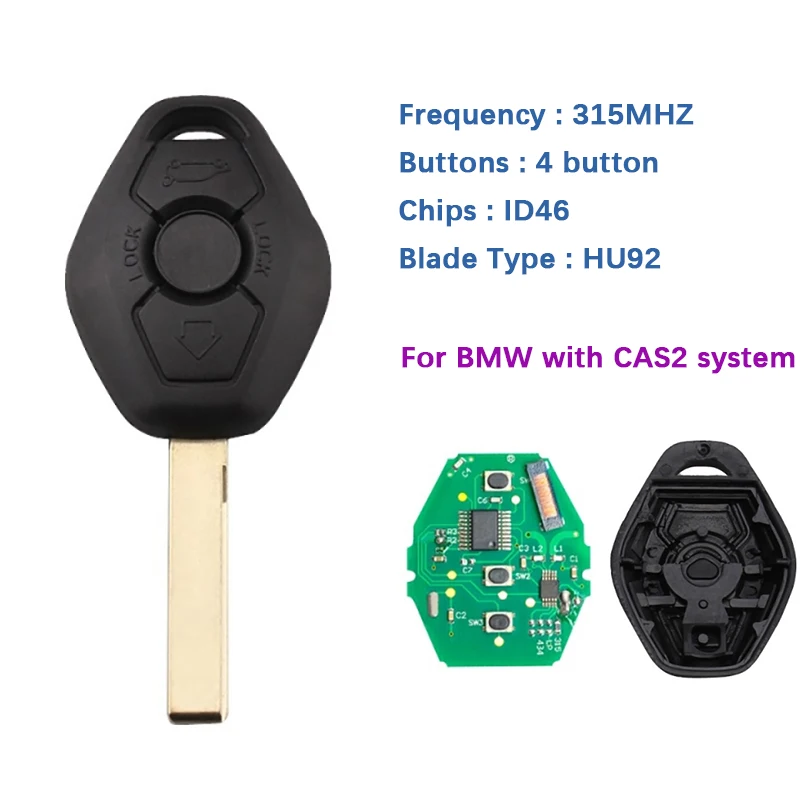 CN006010 Aftermarket 3 Button BMW Remote Key 315MHZ HU92 CAS2 ID46 (PCF7942) | Автомобили и мотоциклы