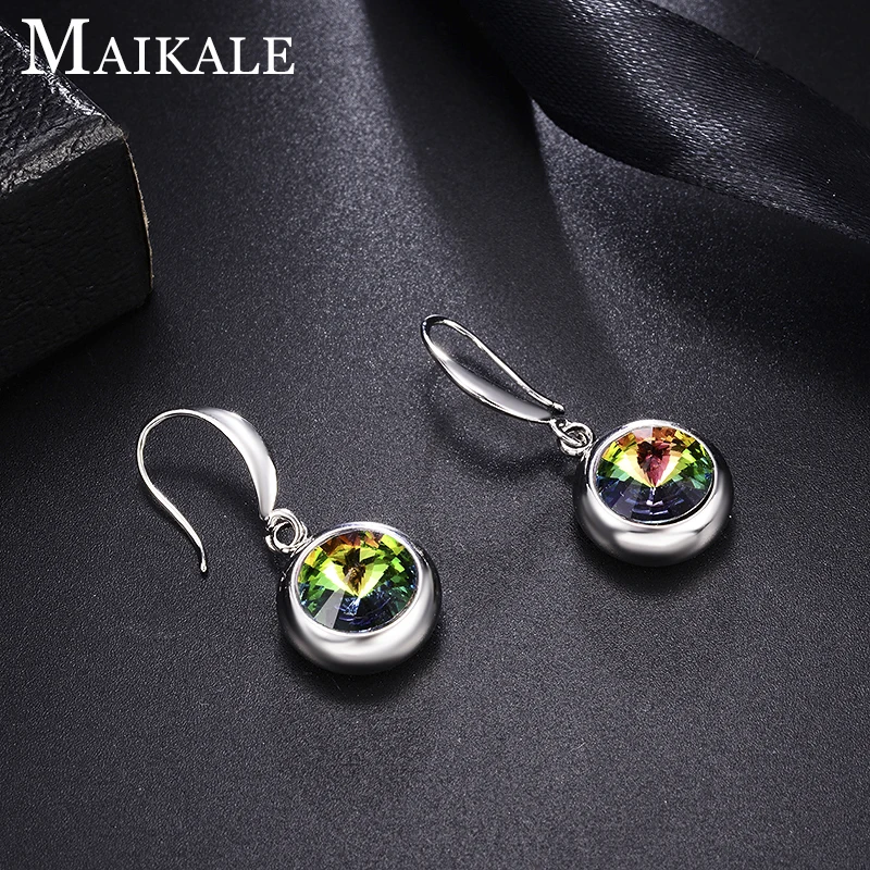 Женские длинные серьги с кристаллами MAIKALE изысканные круглые золотого цвета
