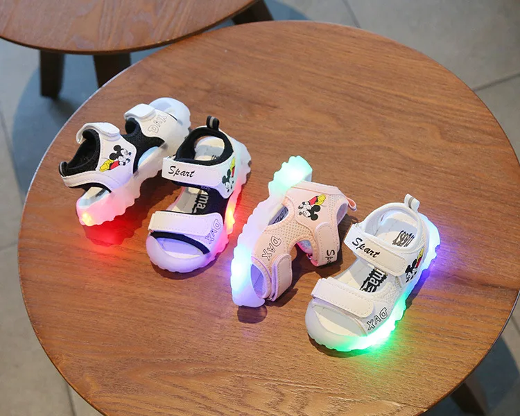 children's shoes for sale 2022 Fashion Lovely Cute Children Sandals LED Lighting Kids Clogs High Quality Disney Mickey Mouse Girls Boys Shoes Toddlers girls shoes