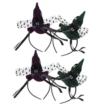 

4pcs Halloween Headdress Funny Interesting Witch Hair Hoop Witch Costume Cosplay Headdress Halloween Headbnad
