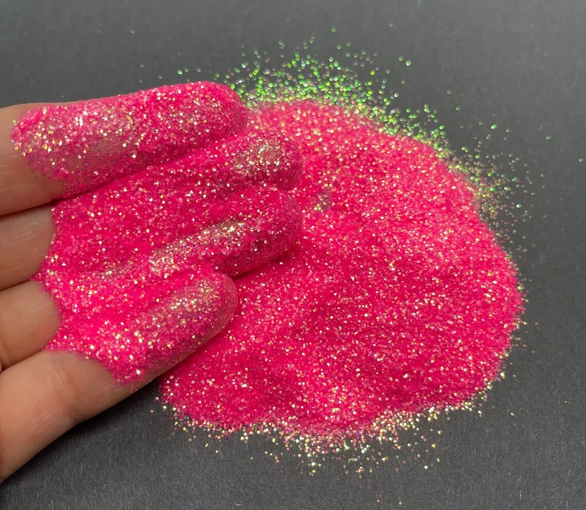 50 Gramm feine Glitzer mischung 0,2mm neon schillernder pinkfarbener Glitzer für Becher, Harz, Nail Art, Kunst handwerk und mehr-rosa Glitzer