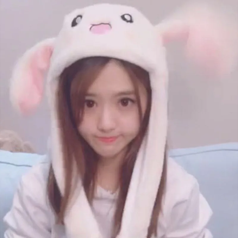 

Long Ears Hats Rabbit Cap Cute Rabbit Airbag Cap Funny Cute Bunny Unisex Caps Lovely Skullies Cartoon Novelty Ear Moving Hat Kid