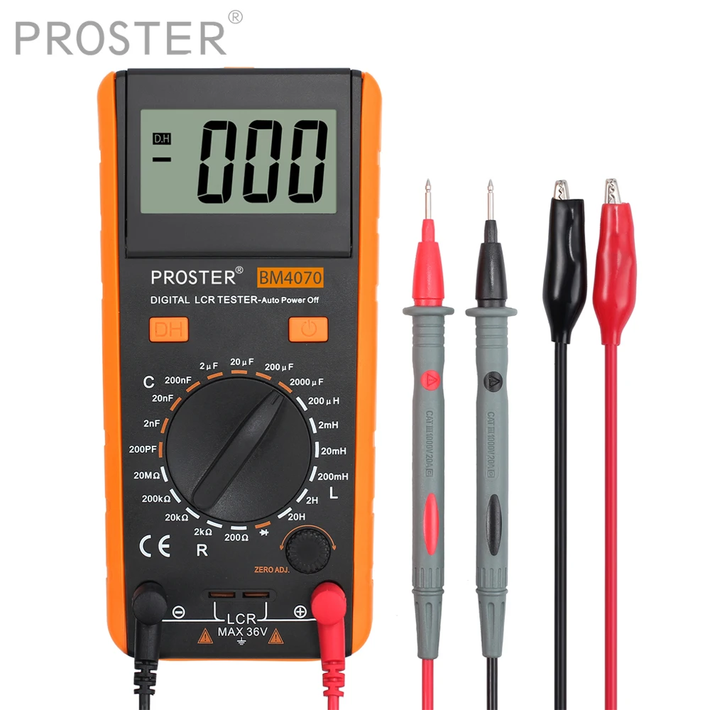 

Proster LCR Meter With Overrange Display Capacitance Inductance Resistance Multimeter Self-discharge Tester Measuring Meter