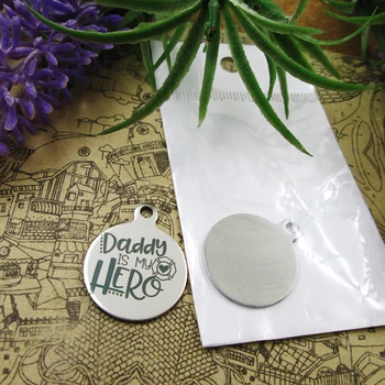 

10pcs--"Daddy Is My Hero"stainless steel charms 5 styles for choosing DIY Charms for necklace bracelets