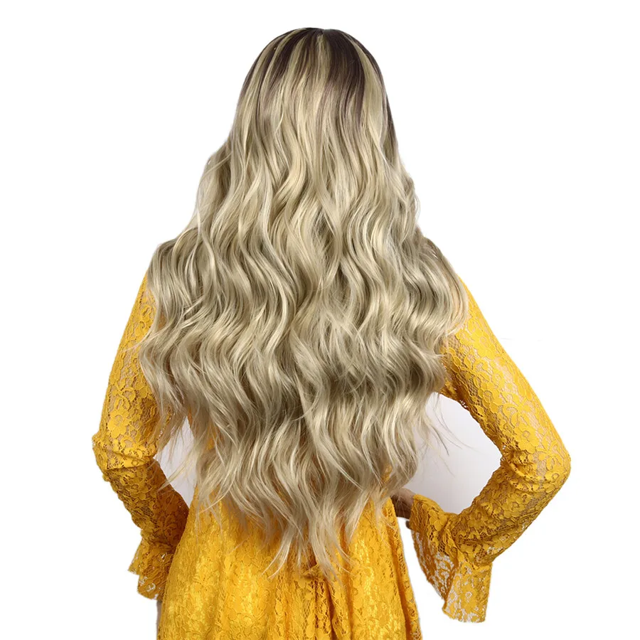 Longo Corpo Onda Ombre Loira Penteado Cabelo Sintético Mulheres 5 Cheap Aplicador de sombra