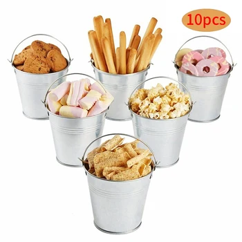 

10Pc Tinplate Toilet Multifunctional Fries Mini Tin Bucket Tinplate Bucket Tinplate Bucket corn Ice Bucket