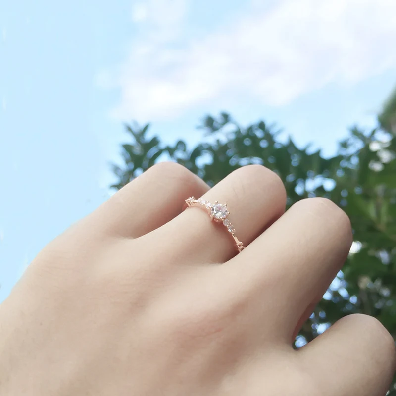 Finger Ring Fashion Women Jewelry Rose Gold/Silver/Gold Color Rhinestone Crystal Rings 4/5/6/7/8/9/10/11 Size Gift