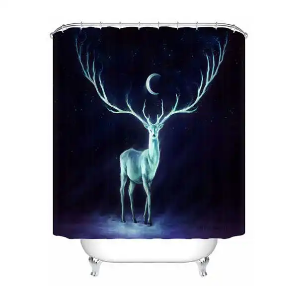 Shower Curtain Пользовательские водонепроницаемый Душ занавес голова оленя Настенный декор фото печатных ванная комната декор различных размеров#180320-02-248 - Цвет: Shower Curtain