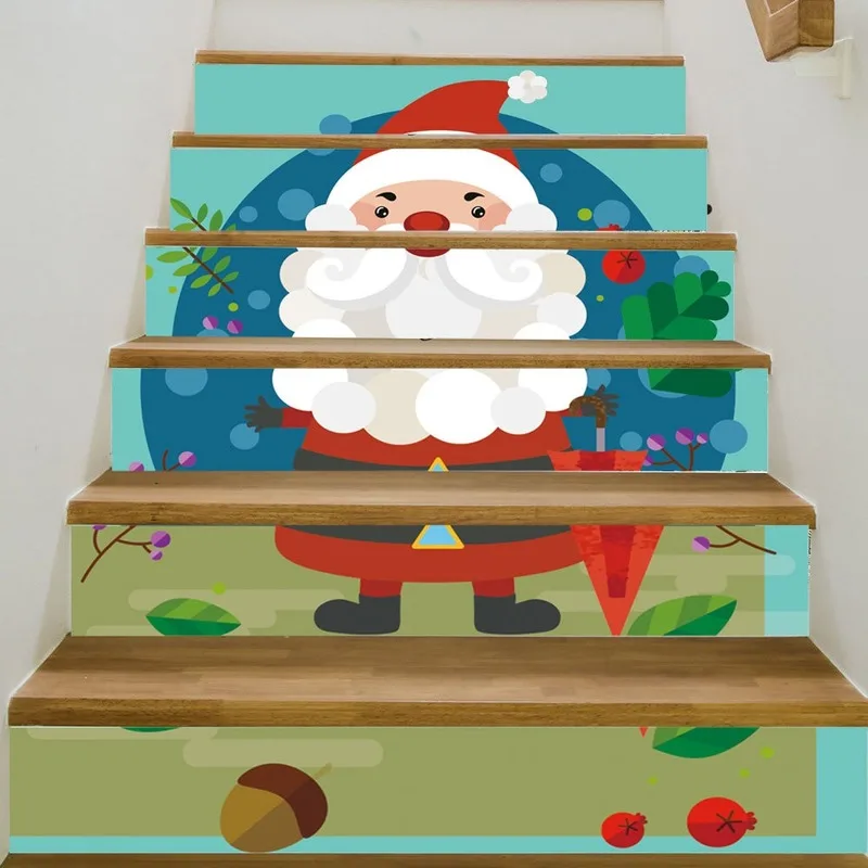 

6 Pieces/set SLT031 Cartoon Santa Claus Christmas 3D Staircase Waterproof Fashion Creative Step Decoration Wall Paste Home