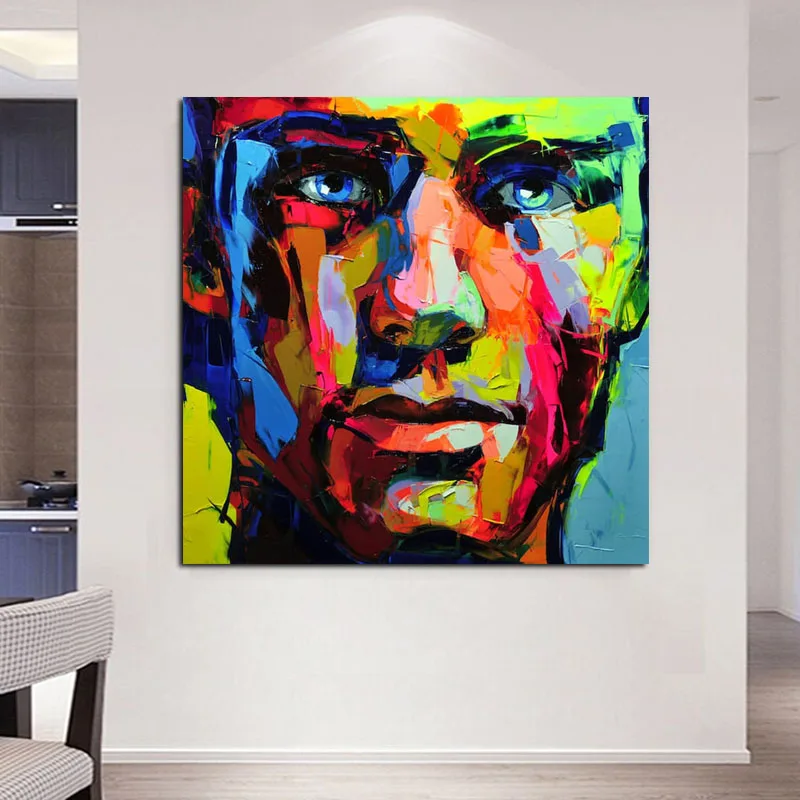 

100% Hand Painted Palette Knife Painting Portrait Palette Knife Face Oil Painting Lmpasto Figure On Canvas Francoise Nielly