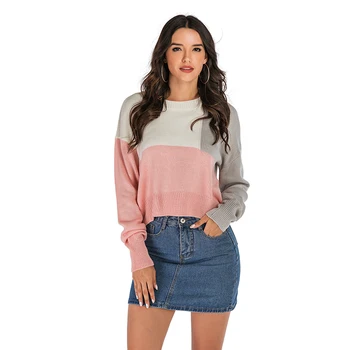 

SKTSUUC Sweater Knitted Rainbow Sweater Women 2019 Pullovers O Neck Winter Autumn New Arrival Ladies Casual Long Sleeve Pullover