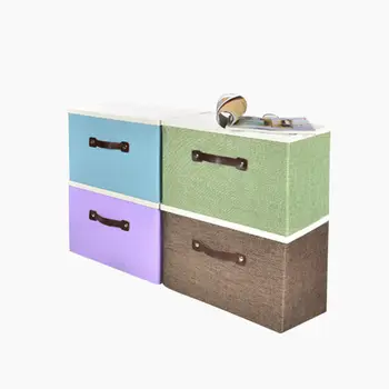 

Large Collapsible Storage Box With Lid Polyester Container Organizer Home Room Clothes Linen Fabric Basket Kids Toys Folding Box