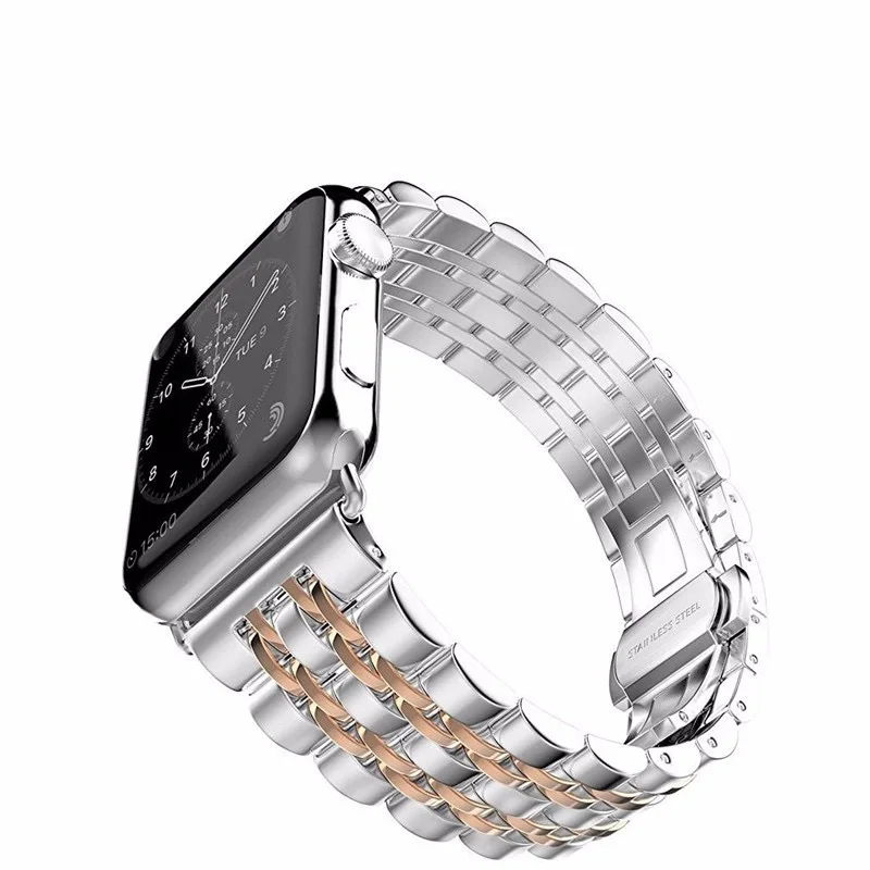 Металлический ремешок для apple watch 38 мм 40 42 44 браслет из нержавеющей стали с семью