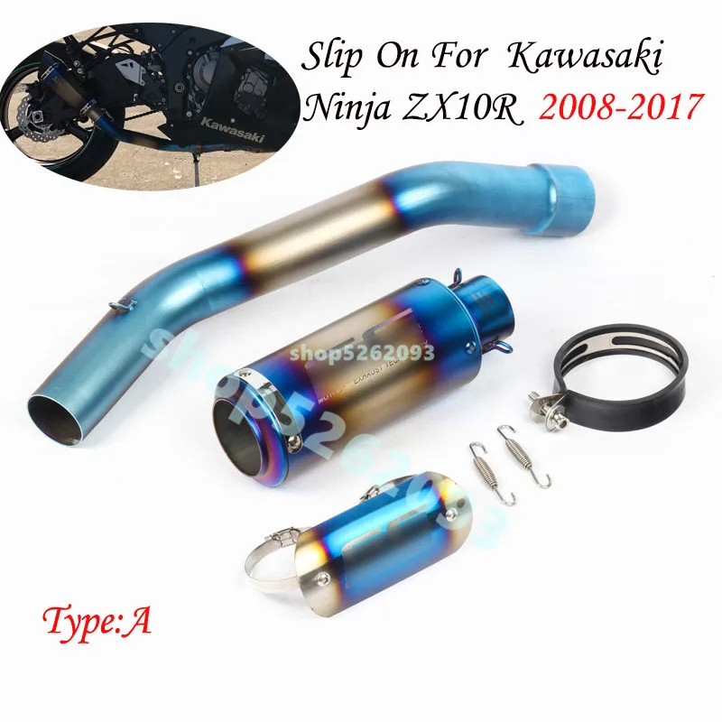 Полная выхлопная система мотоцикла из углеродного волокна из нержавеющей стали, глушитель для Kawasaki Ninja ZX10R 2008- 2009