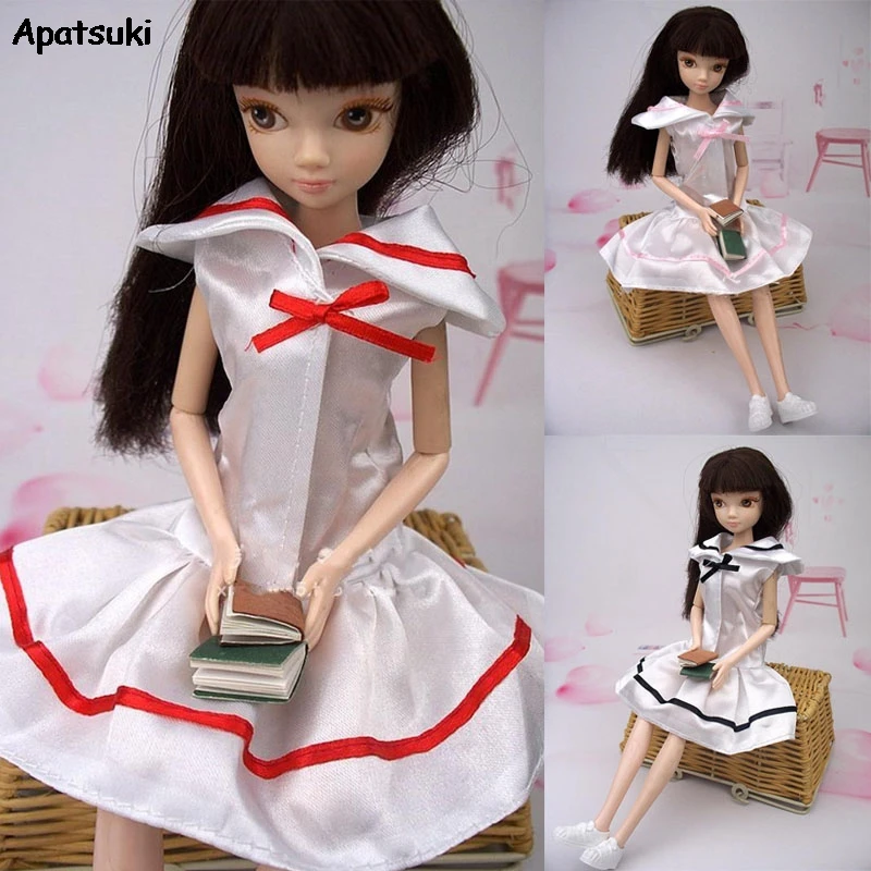 Doll Clothes For Barbie Sailor Suit 1/6 BJD One Piece BOW V-Neck Cosplay Costume Party Dress for 1:6 Dolls Girl Kid Toy | Игрушки и