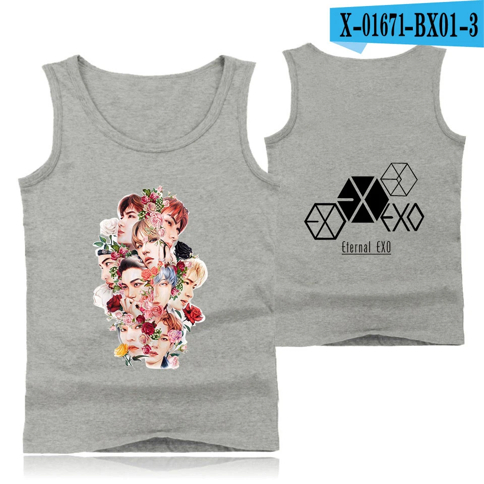 EXO vocal concertprint Модная стильная хипстерская Повседневная Удобная популярная летняя одежда с круглым вырезом без рукавов для мужчин и женщин - Цвет: K