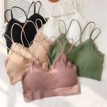 

Beautiful Back Underwear Female Wire Free Push Up Bras Suspenders Small Vest Comfort Breathable Bra Removable Chest Pad Women