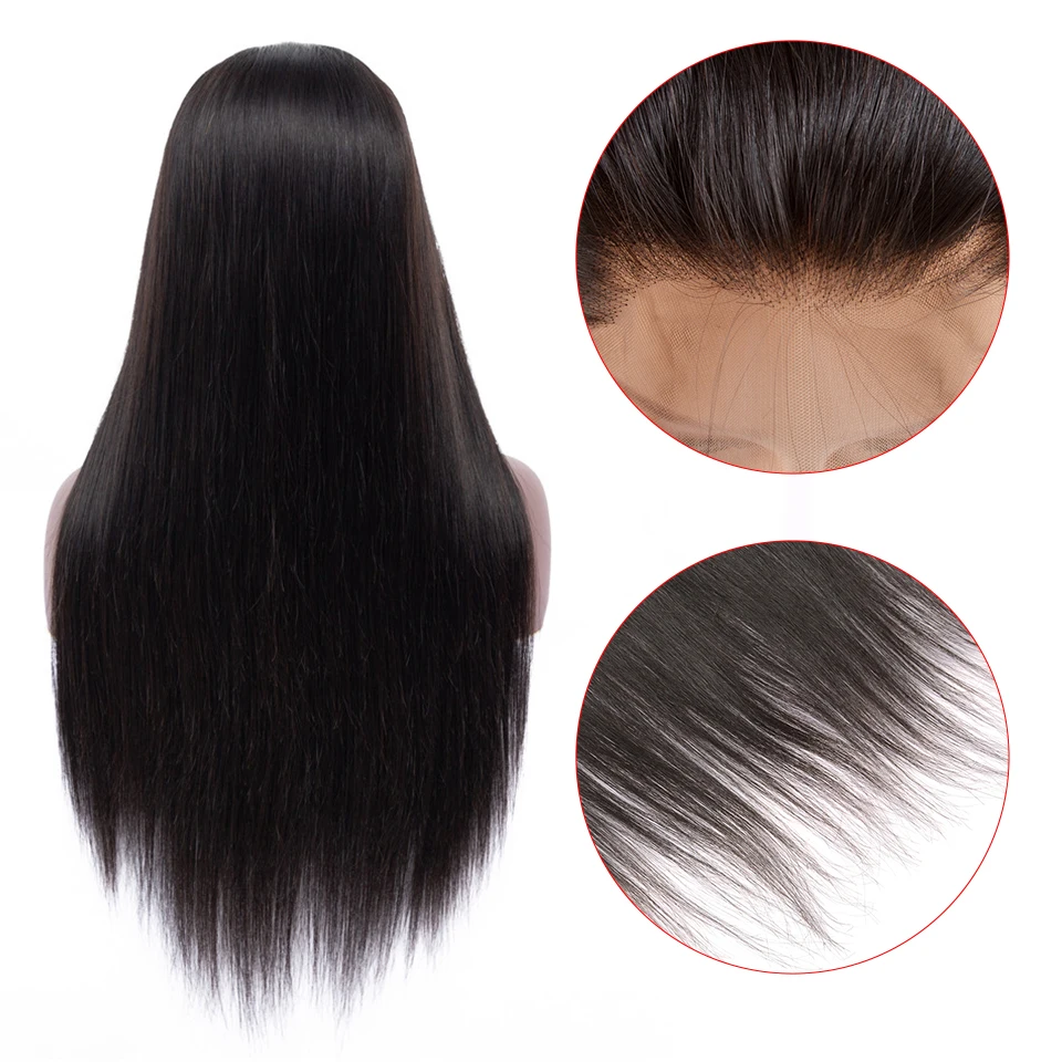 HairUGo 4*4 бразильский парик на шнурке человеческие волосы парики для черных женщин не-Реми волосы на шнурке прямые парики с детскими волосами