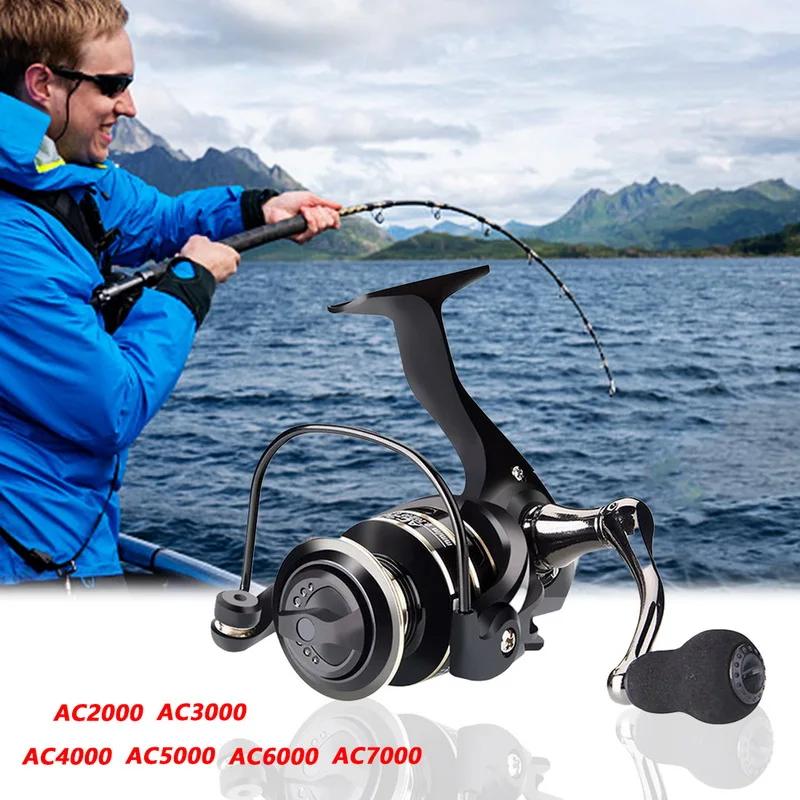 

New Fishing Reel AC2000-7000 Max Drag 10kg Reel Fishing 5.2:1 High Speed Metal Spool Spinning Reel Saltwater Reel Fishing Wheel