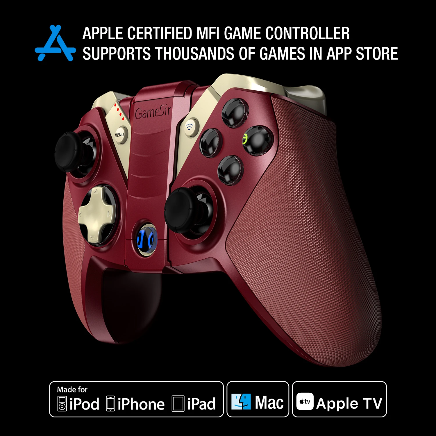 Red GameSir M2 for Mobile Phone Game Controller Wireless iOS Gamepad