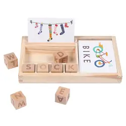 Деревянный 3-в-1 заклинание обучающая игра головоломка картона когнитивные буквы английского алфавита детские развивающие игрушки для