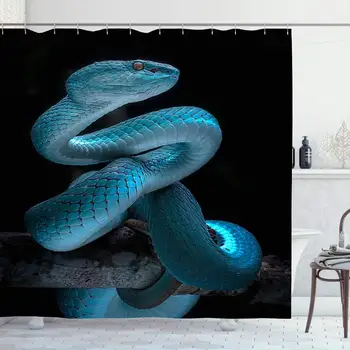 

Shower Curtain Set with Hooks 72x72 Health Outdoor Amazonian Black Snake Macro Forest Reptile Rare Design Photography Head