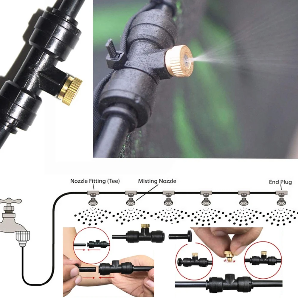 

DIY Mist Cooling System 10M DIY Outdoor Misting Kits Patio Irrigation spray low pressure nozzle orifice 0.1-0.8mm brass nozzle