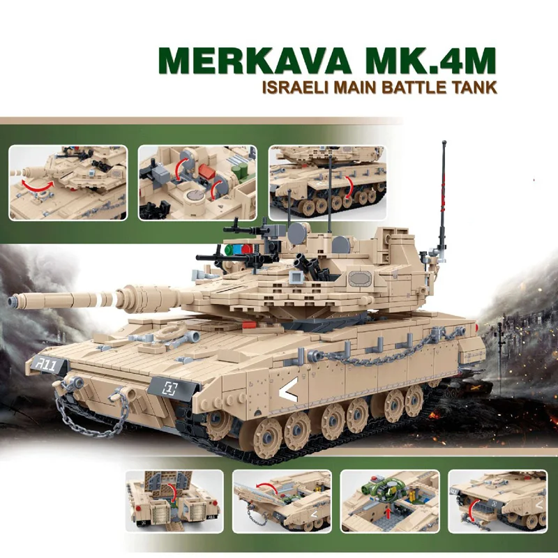 Современный военный Израиль Меркава основной боевой танк MK4 1:28 масштабный бетонный конструктор ww2 армейские фигурки модель игрушки коллекция