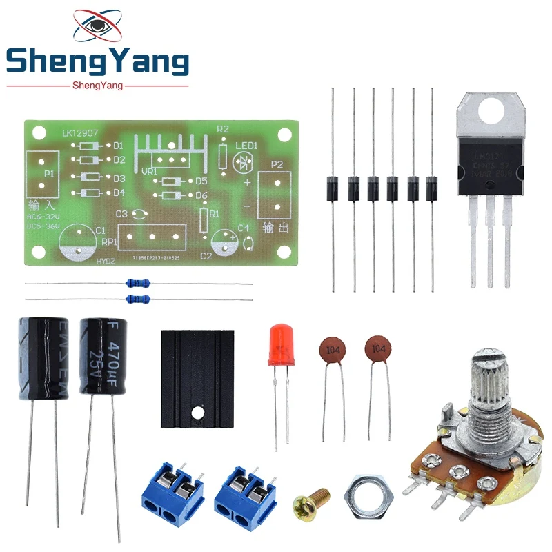 1/2/5 Stück TZT LM317 Einstellbares Netzteil-Set, stufenlos einstellbares DC-Netzteil, DIY-Lehr- und Trainingsmaterial – Detail 8
