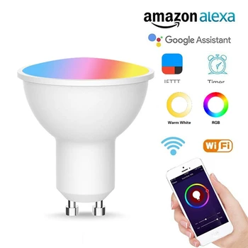 

Gu10 Spotlight Wifi Smart Bulb Home Lighting Lamp 5W RGB+CW(2700-6500K)ic LED Change Color Light Bulb Dimmable IOS Android