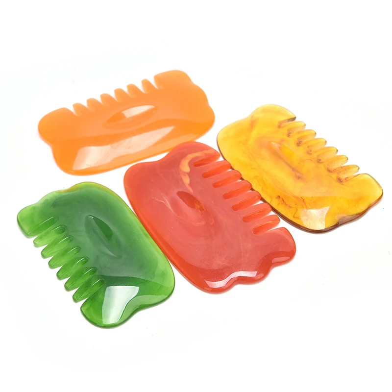 1PCS Natural Guasha Stone Board Resin Massage Comb Gua Sha Plate Head Massager Scraper Tools Healthy Care