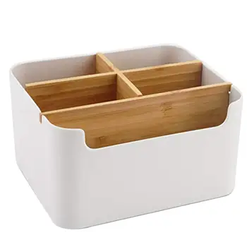 

Simple Wooden Detachable Desktop Storage Box for Remote Control Mobile Phone Makeup Brushes Holder Organizer Storage Case