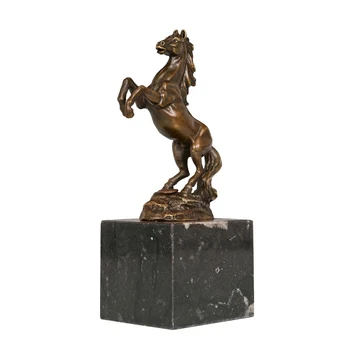 

Bronze Horse Sculpture Standing Fighting Horse Figurine Statue Handmade Animal Metal Art Desk Decor