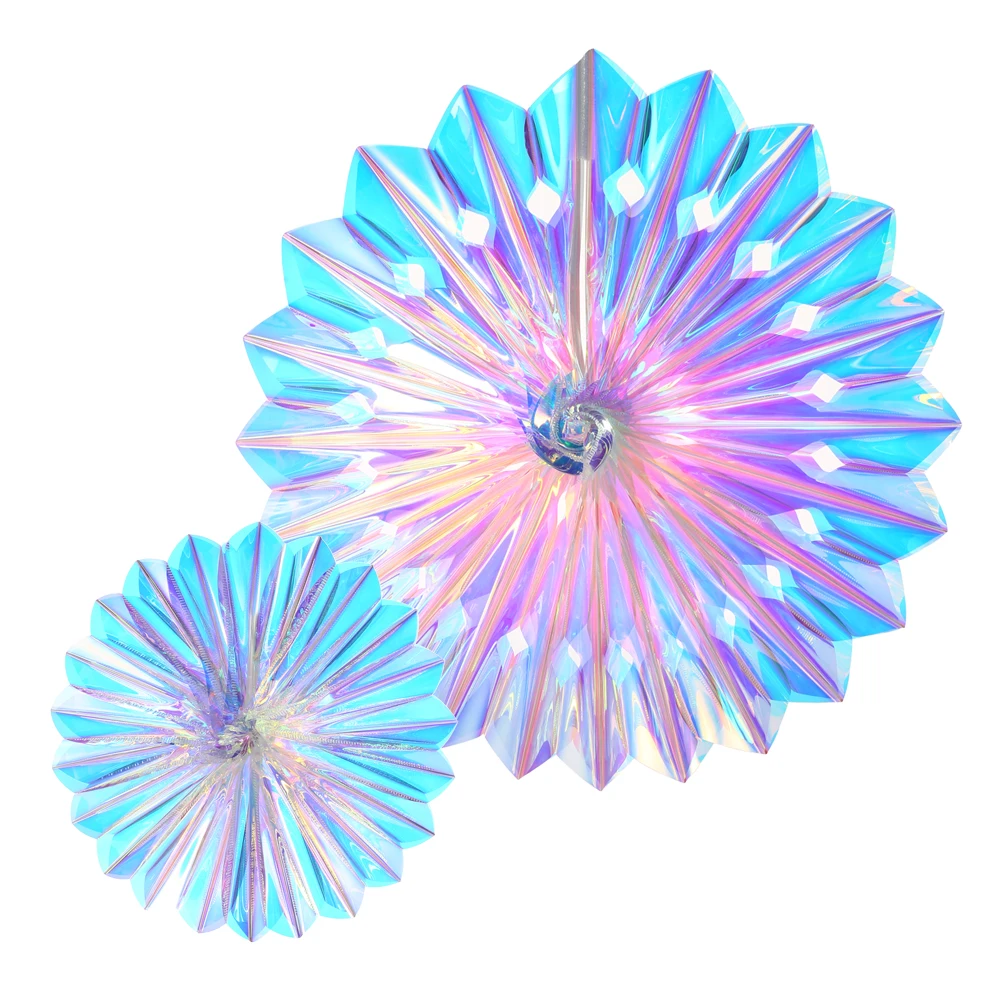 2pcs/set 6 inches &amp 12 Iridescent Decorative Hanging Round Paper Rainbow Shine PET Tissue Fans Party Ornaments Decoration | Дом и сад