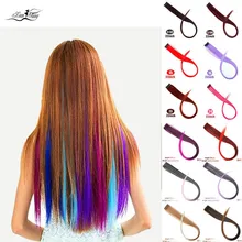 Xuanguang ounico grampo em extensøes de cabelo de uma pecha longa reta resistente ao calor sintético rosa verde cabelo pedas