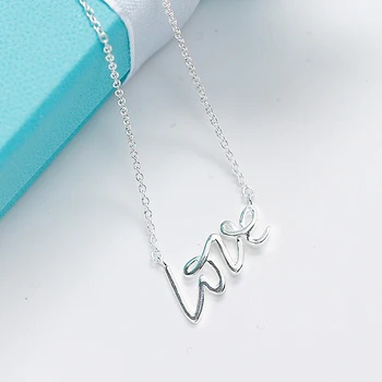 

Hot sale Sterling silver 925 classic fashion love pendant ladies necklace jewelry holiday gift free shipping