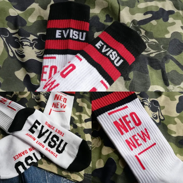 Tide бренд Evisu мужские повседневные носки хлопковые модные воздухопроницаемые чулки спортивные мужские и женские пары в чулках