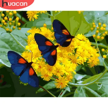 

HUACAN DIY Butterfly Pictures By Number Animal Kits Home Decor Painting By Numbers Flower Drawing On Canvas HandPainted Art Gift