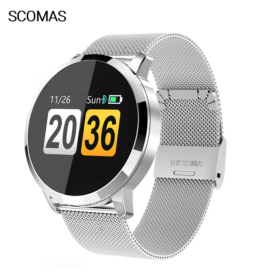 

SCOMAS Fashion Men Smart Watch OLED Color Screen Fitnes Tracker Heart Rate Blood Pressure Monitor Smartwatch For iOS Android