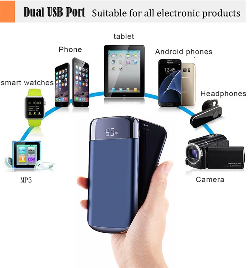 Внешний аккумулятор 30000 мАч Внешний аккумулятор портативное быстрое зарядное устройство для всех смартфонов с зарядным устройством двойной USB водонепроницаемый