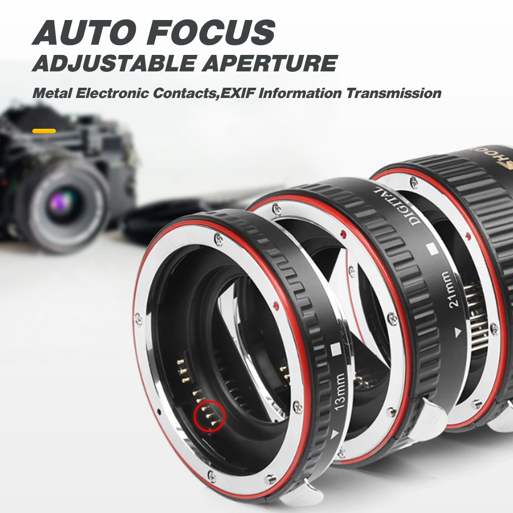 Съемка красный металл TTL Автофокус Макро Удлинитель кольцо для Canon 600D 550D 200D 800D EOS EF