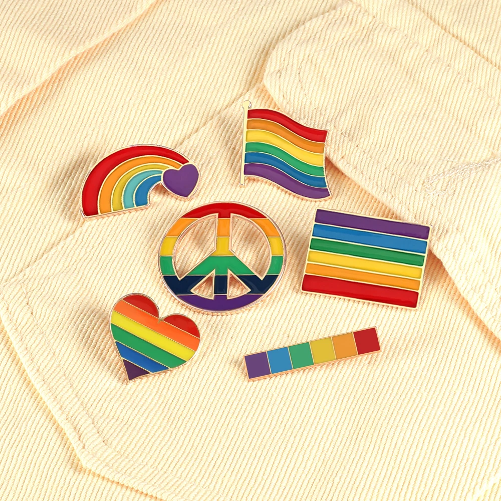 LGBT дизайн Радужное сердце Эмаль булавки креативный Флаг Гордости знак мира