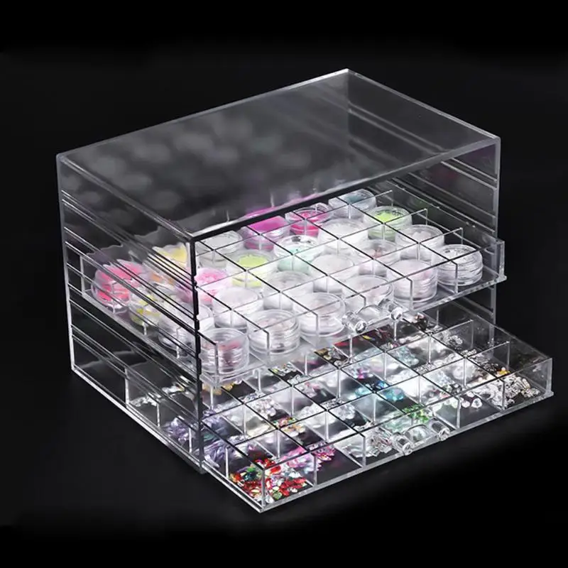 

5 Layers Large Drawer Clear Acrylic Storage Box Nail Polish Rack Nail Decorations Makeup Organizer