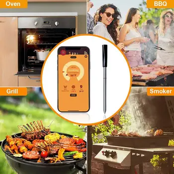 

Wireless Meat Thermometer Stainless Steel Oven Magnetic Sensor Plastic Needle Durable Paste Family Cooking Measuring
