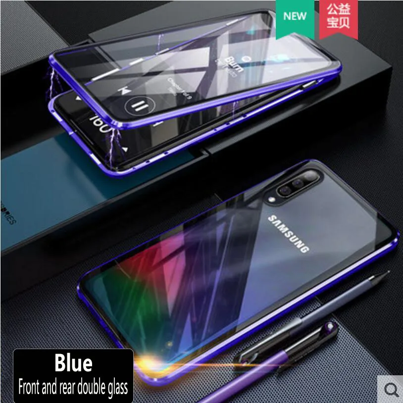 Для samsung A70 A60 корпус телефона прозрачная металлическая рамка закаленное стекло