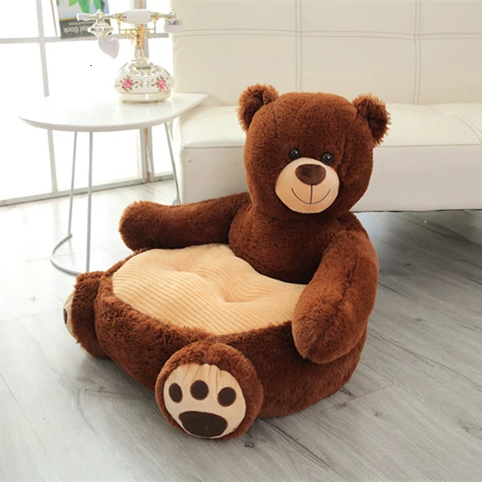 Прекрасный плюшевый панда детское кресло-диван ткань искусство ребенок ленивые люди одно место маленький диван табурет татами фасоли мешок зитзак детская кровать - Цвет: Deepbrownbear
