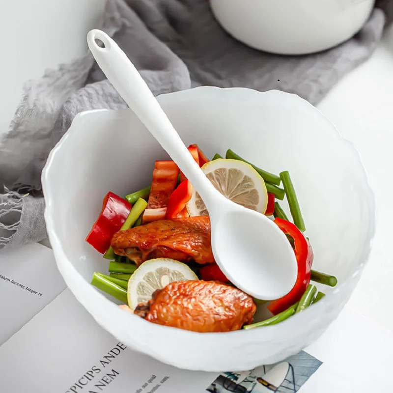 2PCS Food Grade Silicone Soup Spoon Home Non Stick Small Pot Soild Spoon Kitchen Supplies Tableware Cooking Tool