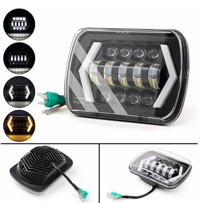 

55W 7x6 Inch Off Road Led Headlights Projector Head light Hi-Lo Beam Halo Headlamps For Jeep Cherokee XJ
