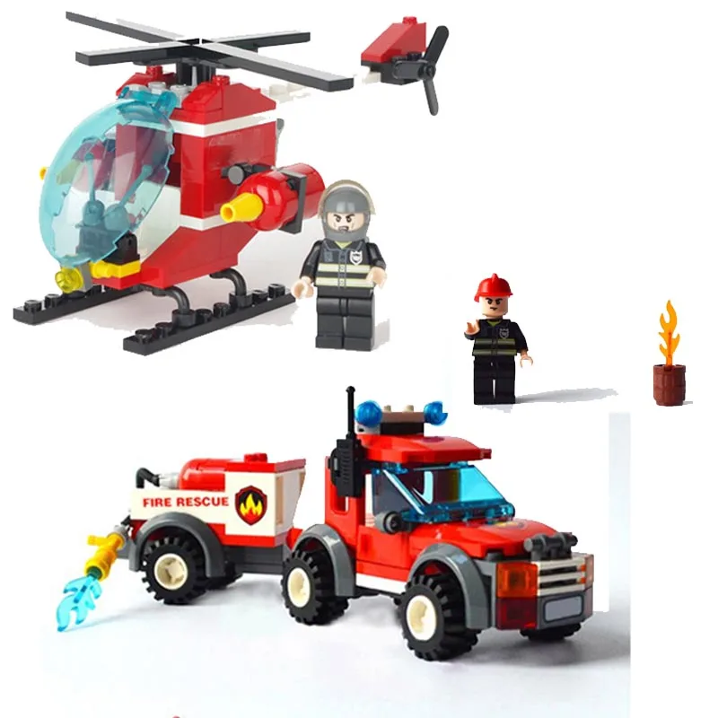 

Fire Car Aircraft Legoed Model Building Blocks Kit Children Educational Assembling Bricks Toys for Kids Gift